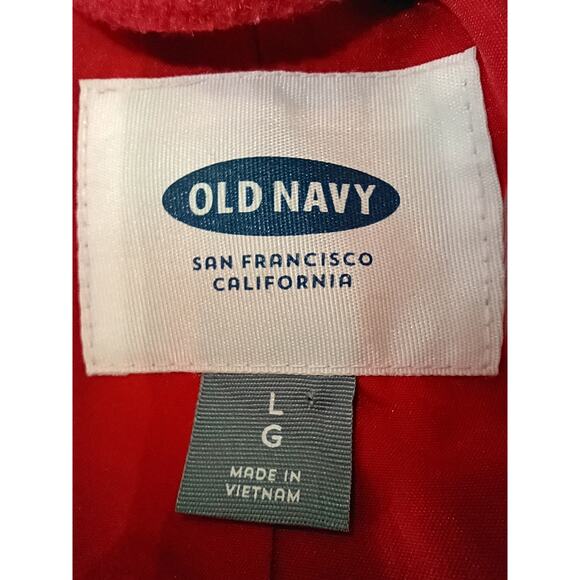 OLD NAVY Women's Heavy Winter Pea Coat Wool Polyester Large Red Formal Christmas - Picture 3 of 4